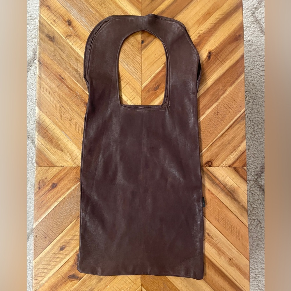 Handmade Chocolate Brown Leather Packable Tote
